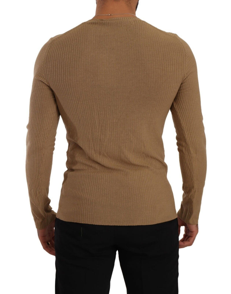 Maglione classico in lana a V-Neck in marrone