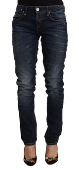 Chic slim fit blu lavato denim