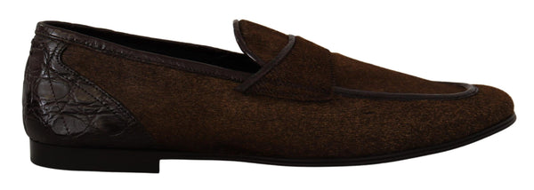 Mocassins en cuir caiman marron élégant