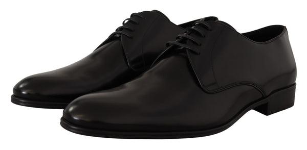 Elegantes zapatos Derby de cuero negro