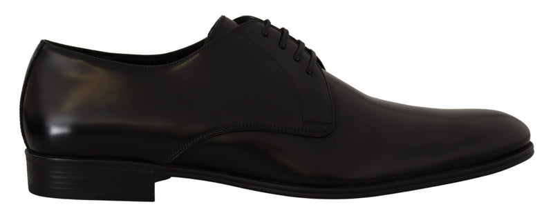 Elegante schwarze Leder -Derby -Schuhe