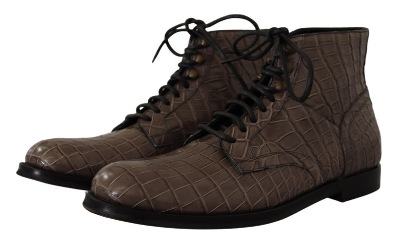 Bottes d'élégant crocodile Derby Brogue