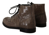 Elegant Crocodile Derby Brogue Boots