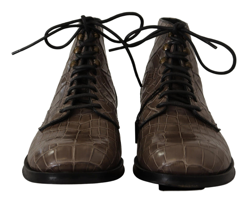 Bottes d'élégant crocodile Derby Brogue