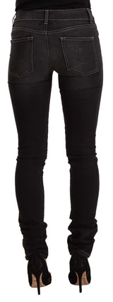 Chic Black gewaschen schlanker Mid Mid Taille Jeans