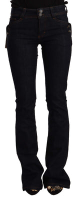 Chic Flared Mid-Taist Black Jeans