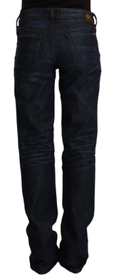 Chic Dark Blue Mid Taille Jeans