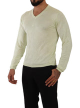 Elegante maglione pullover di seta a V seta