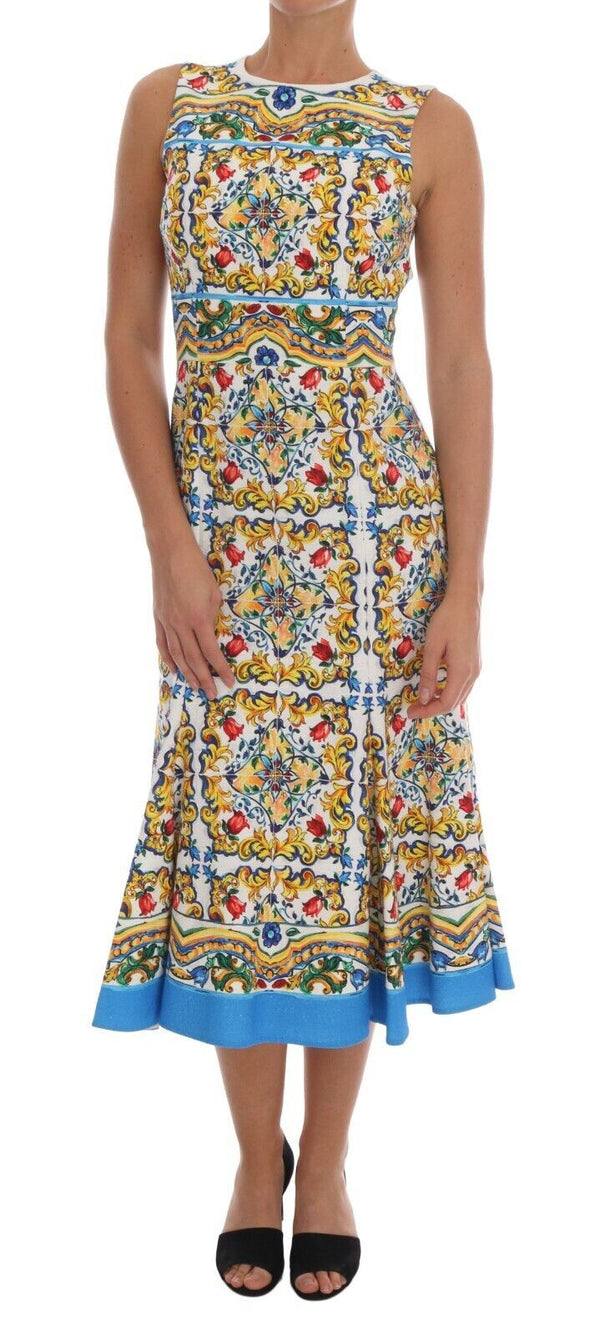 Majolica Print Midi Scheide Kleid