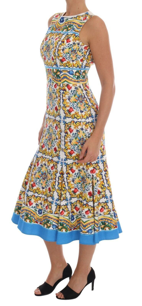 Majolica estampado Midi Vestido Midi Vestido