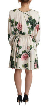 Elegant Silk Floral A-Line Dress