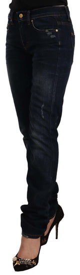 Chic Mid-Waist Skinny Jeans in Dark Blue Wash