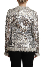 Chic Silver Sequined Jacket παλτό