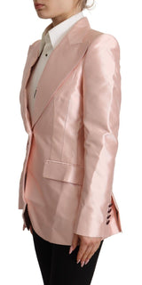 Elegante chaqueta de blazer de seda rosa