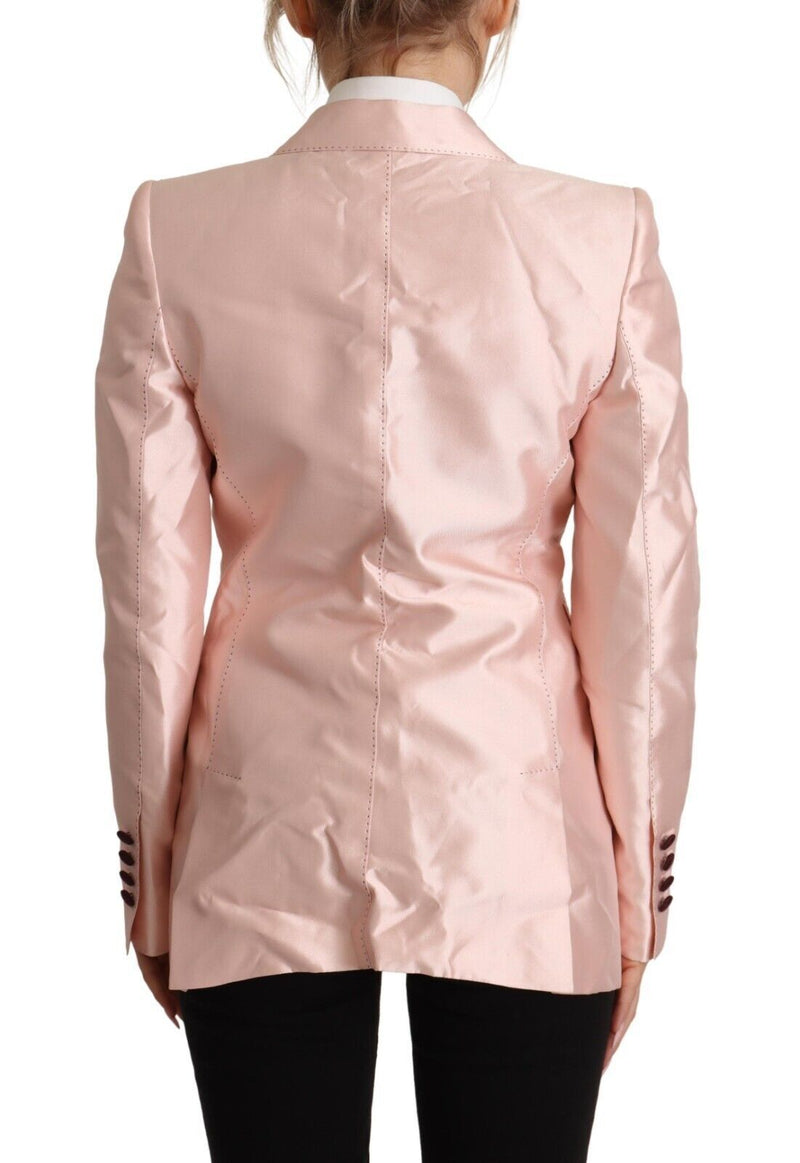 Elegant Pink Silk Blazer Jacket