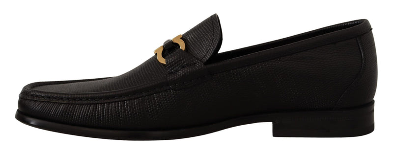 Elegante schwarze Kalb -Leder -Slipper