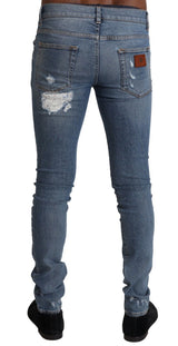 Elegant Light Blue Skinny Denim Pants