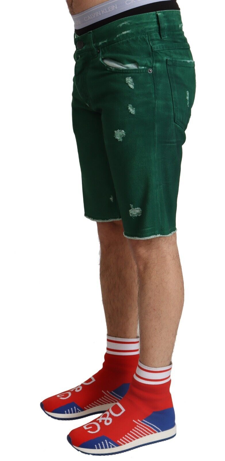 Pantalones cortos de bermudas de mezclilla verde elegante