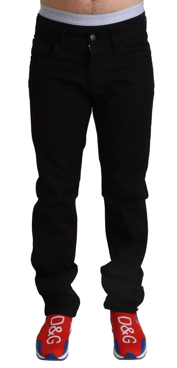 Pantalones de algodón negro delgados elegantes