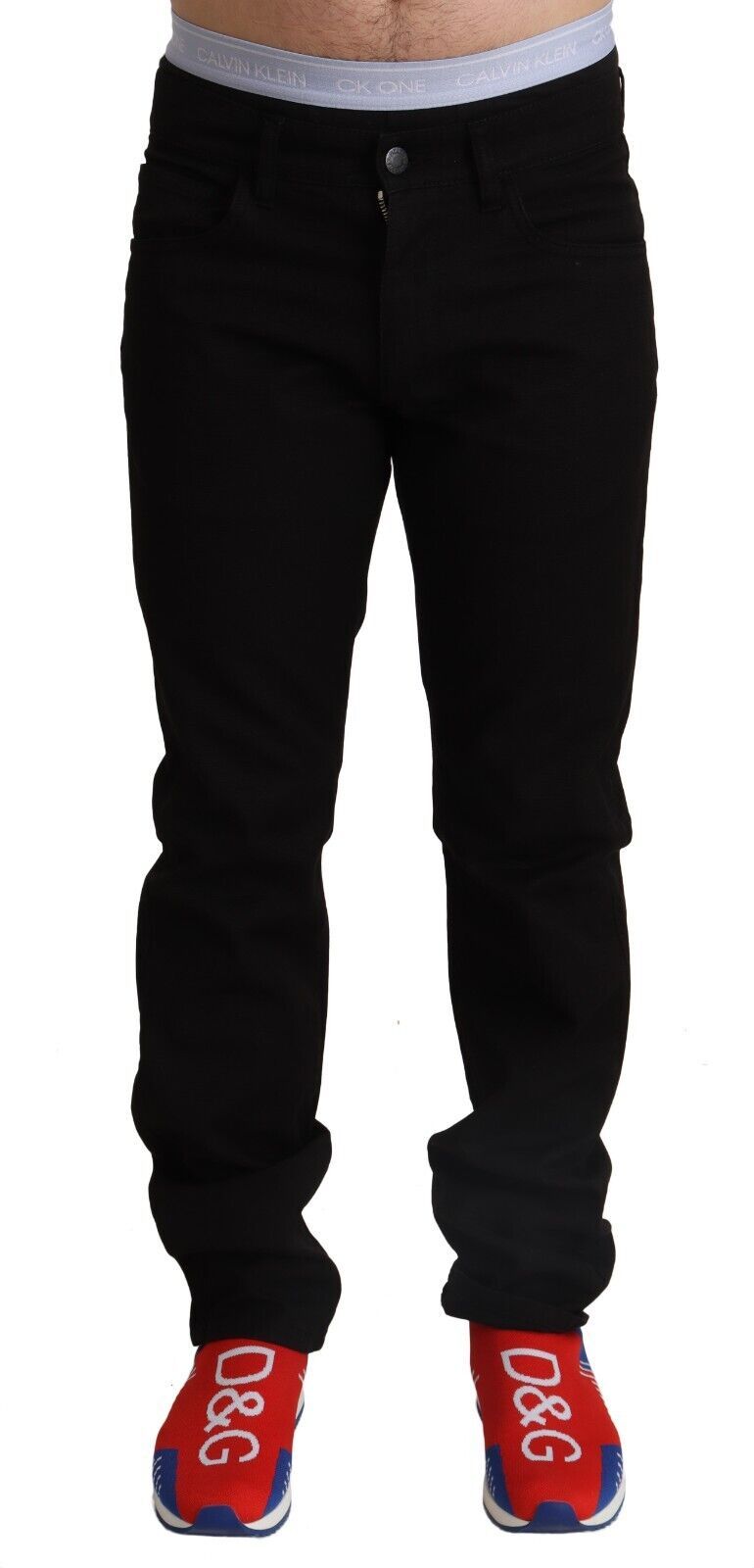 Pantalon en coton noir skinny élégant