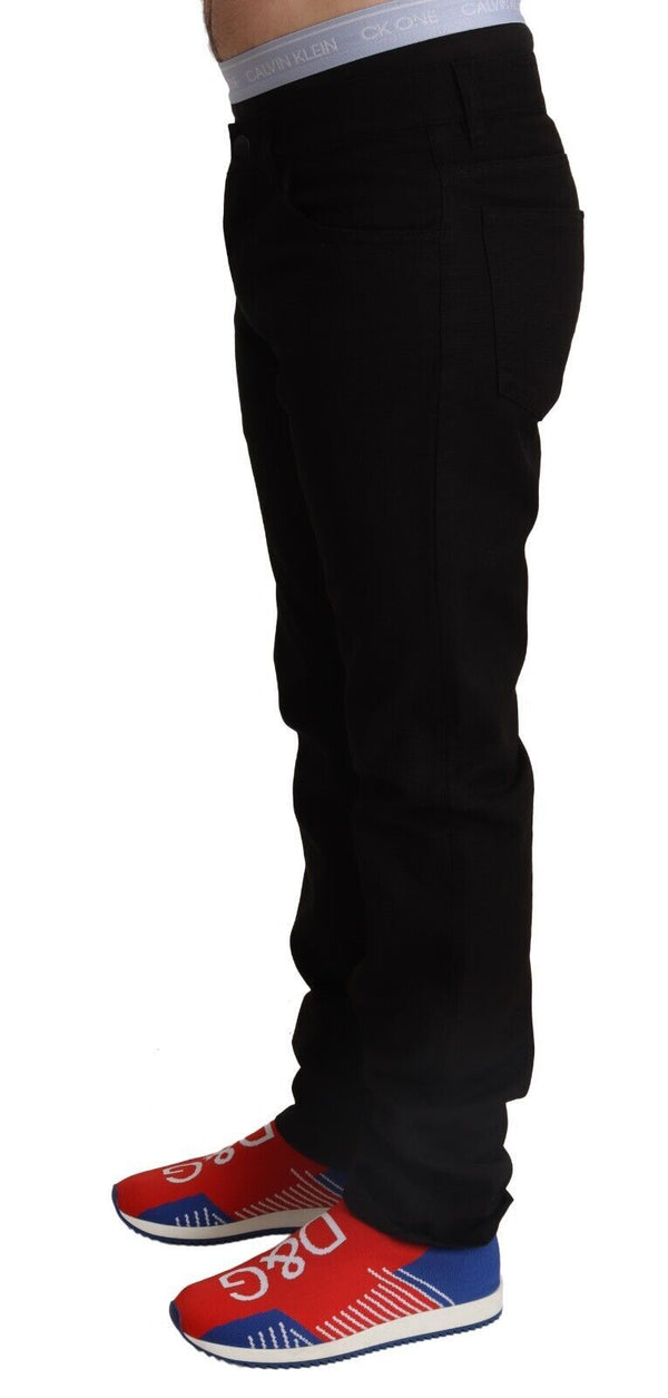 Pantalones de algodón negro delgados elegantes