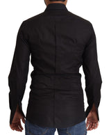 Elegant Slim Fit Black Baumwollhemdhemd