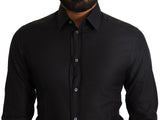 Elegante camicia in oro in cotone nero