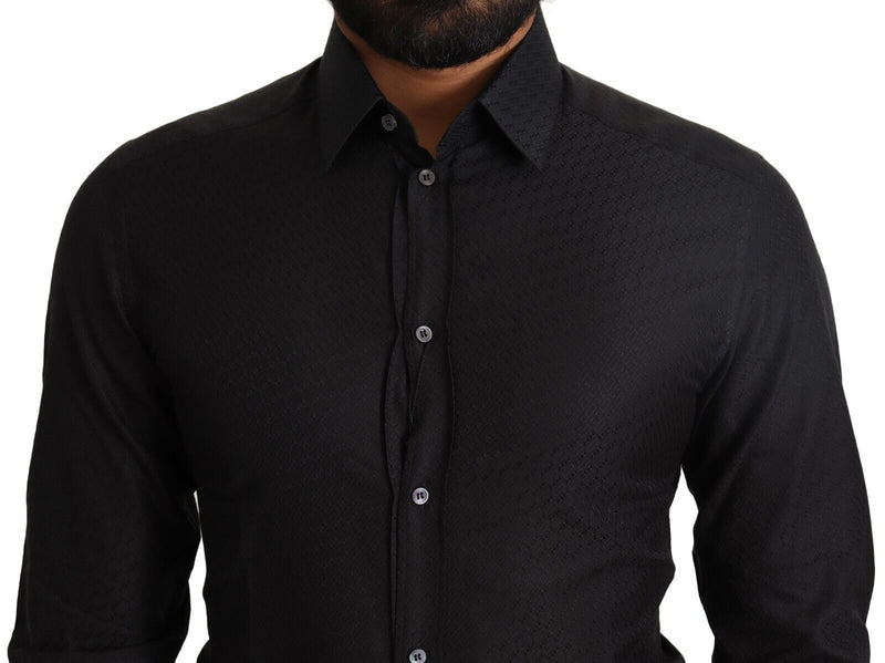 Camisa de vestir de oro de algodón negro elegante