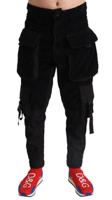 Pantalon en veloursous à cargaison noire élégant