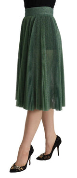 Metallic Green Falten A-Line Midi Rock