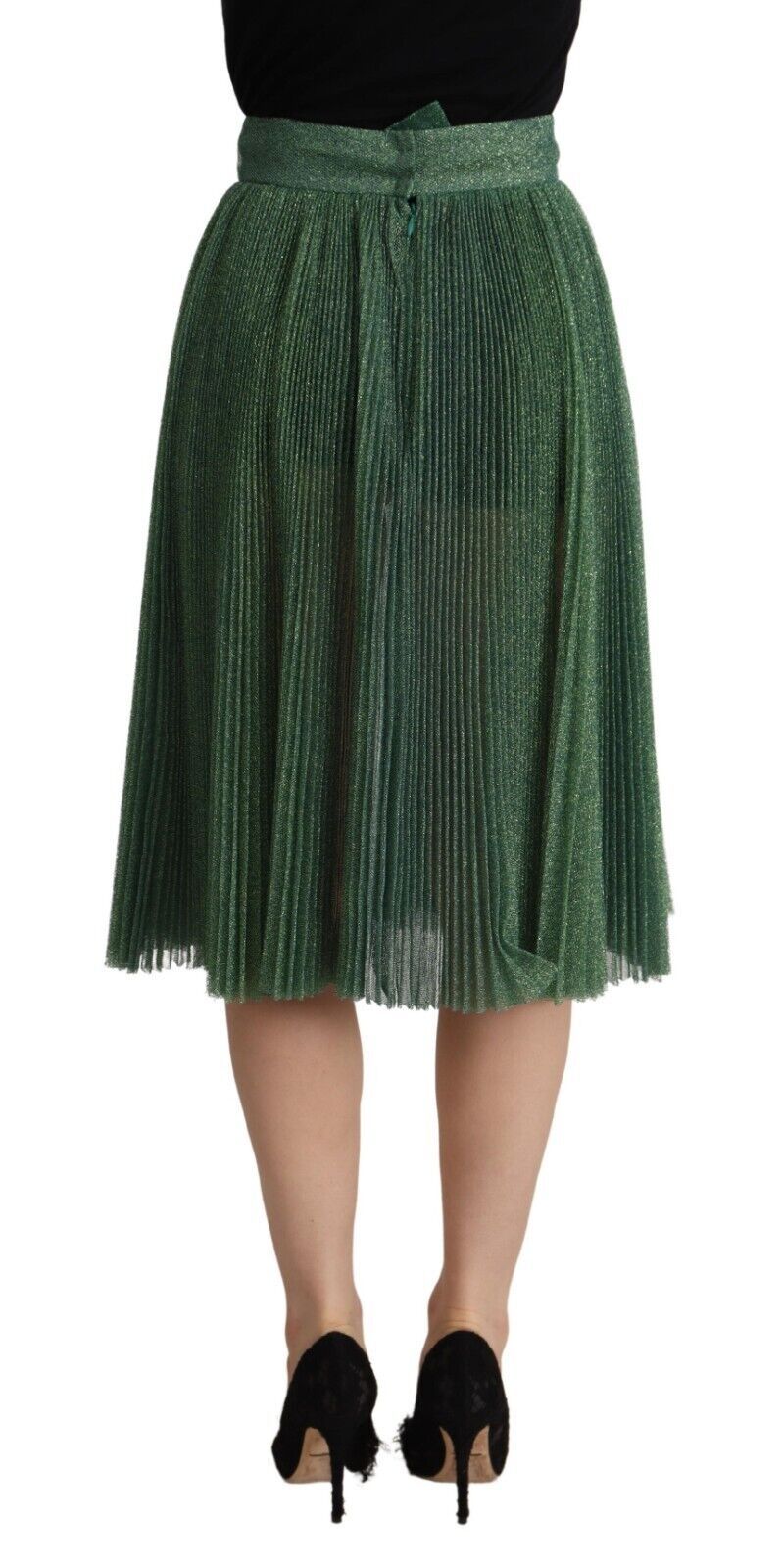 Metallic Green Falten A-Line Midi Rock