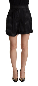 Elegante hoch taillierte Streifen-Bermuda-Shorts