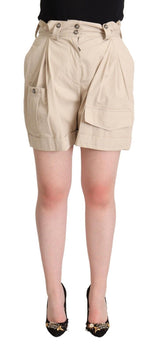 Hoch taillierte beige Frachtshorts