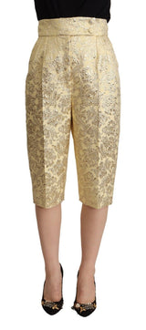 Eleganti pantaloni corti a vita alta beige