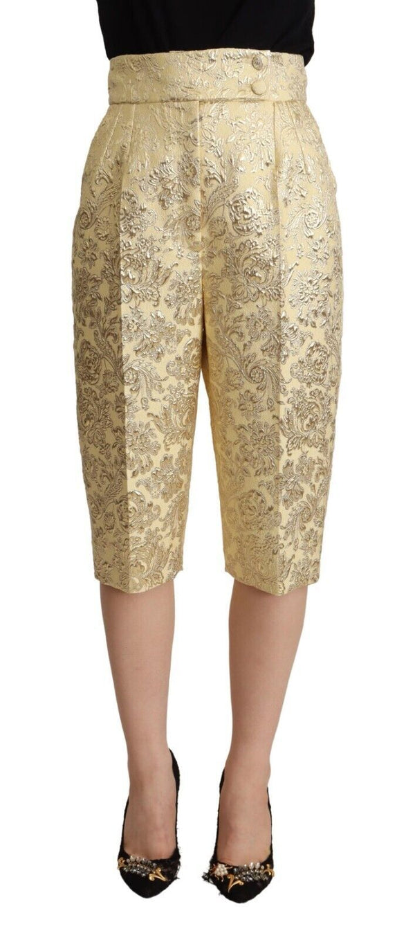 Elegante beige pantalones cortados de cintura alta