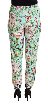 Floral viscose jogger παντελόνι σε πράσινο