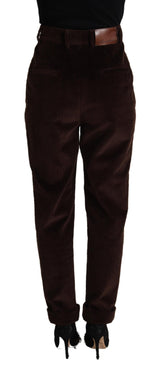 Elegant Bordeaux High-Waisted Corduroy Pants