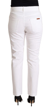 Chic White Tapered Denim Jeans mit Logo -Patch