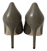 Elegant Pebble Green Pointed Toe Pumps