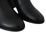 Elegante schwarze Lederstiefel