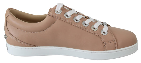 Baskets en cuir nappa rose poudre