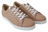 Baskets en cuir nappa rose poudre