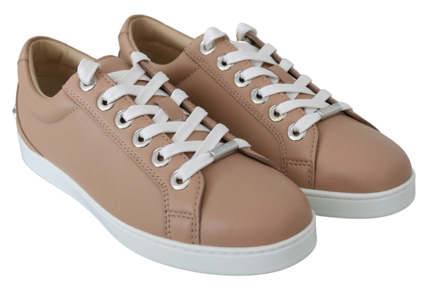 Pulver rosa Nappa -Leder -Sneaker