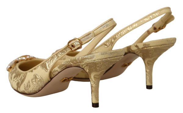 Glänzende Goldkristall -Slingback -Absätze