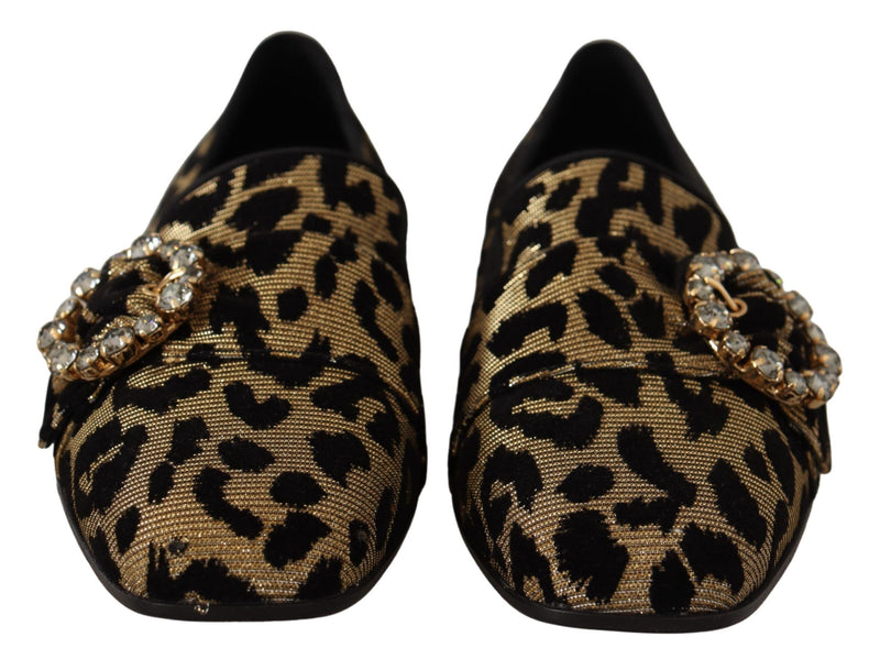 Elegantes mocasines de gema de cristal de leopardo