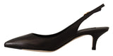 Elegante schwarze Leder -Slingbacks Heels