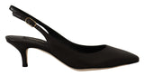 Eleganti slingback in pelle nera tacchi