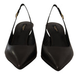 Eleganti slingback in pelle nera tacchi