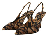 Tiger Pattern Slingback Talons Pumps