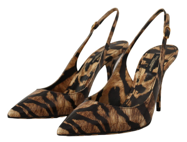 Tiger Pattern Slingback Tacchi pompe